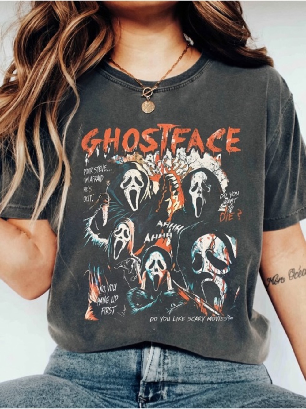 Ghostface Comfort Color T-Shirt, Halloween Movie No You Hang Up Tee, Horror Movi
